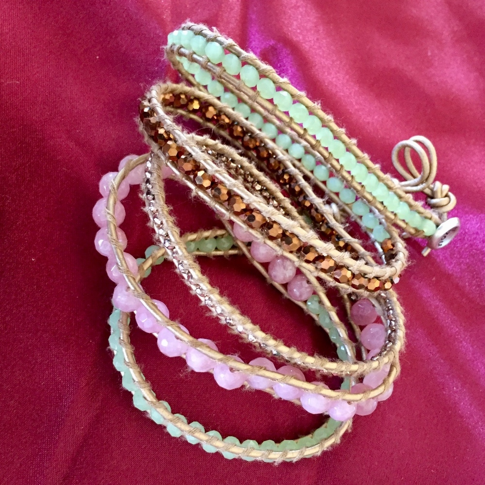 Multicolored Precious stone wrap bracelet